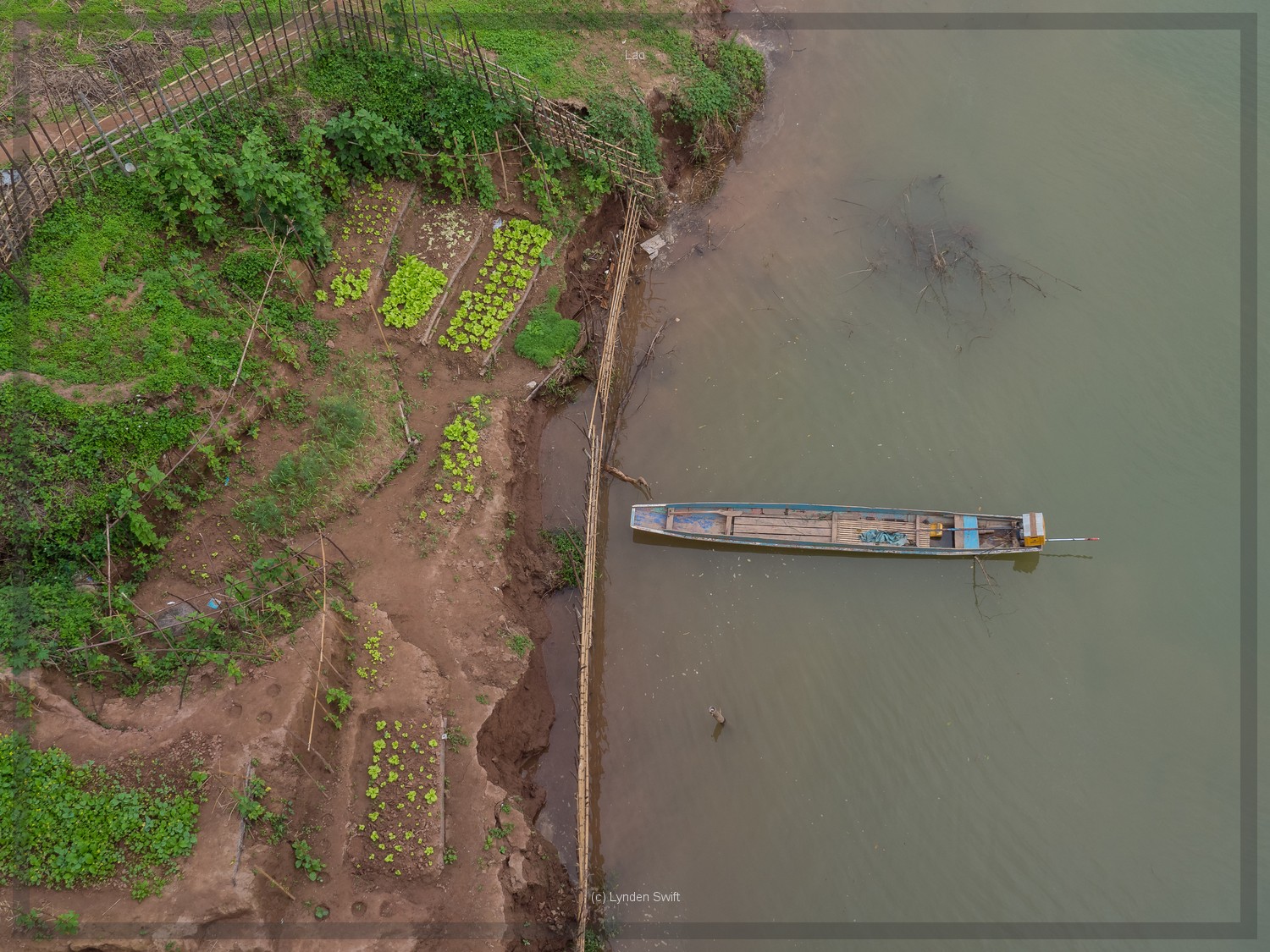  River boat and gardens, Nong Khiaw, Lao. Lynden Swift. Tangible Presence Photography. 